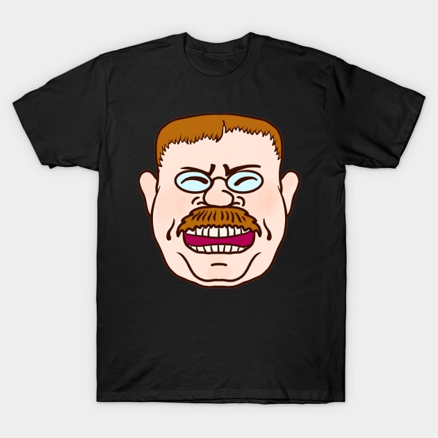 Cartoon Face of Teddy Roosevelt Lauging T-Shirt by Vector Deluxe